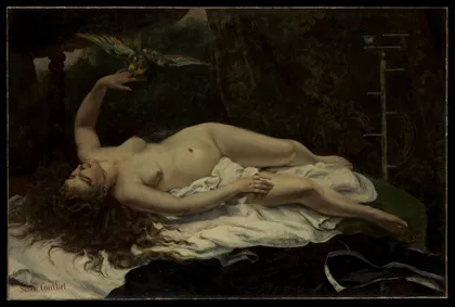 Woman with a Parrot by Gustave Courbet