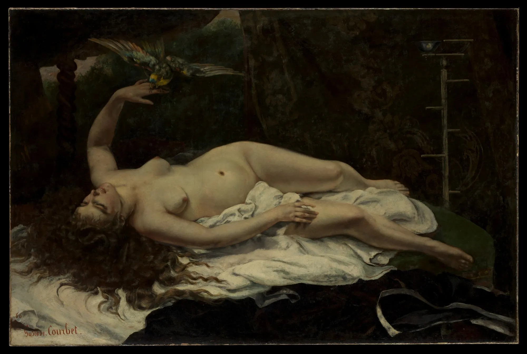 Woman with a Parrot by Gustave Courbet
